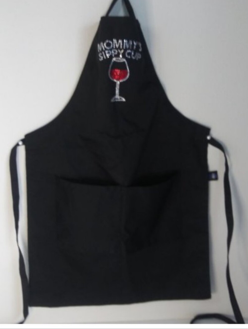 Apron Bling Wineglass Red White Rhinestone Crystals